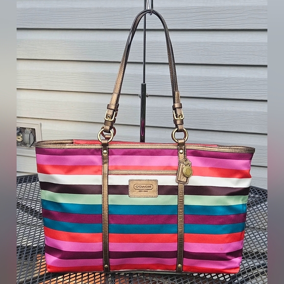Coach Striped Legacy Tote Bag - Picture 1 of 10